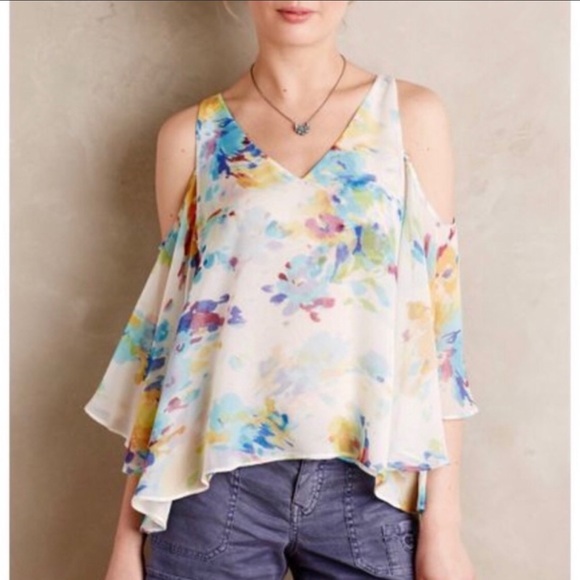 Anthropologie Tops - Maeve watercolor silk top